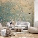 Chinoiserie floral wallpaper mural with birds, vintage style