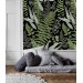 Dark botanical wallpaper herbs, Fern leaves wall covering