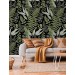 Dark botanical wallpaper herbs, Fern leaves wall covering