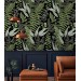 Dark botanical wallpaper herbs, Fern leaves wall covering