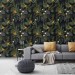 Tropical wallpaper leaves and flowers on dark