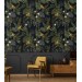 Tropical wallpaper leaves and flowers on dark
