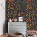 Dark botanical wallpaper leaves and herbs design