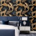 Tropical wild animals wallpaper with jaguars and palm leaves