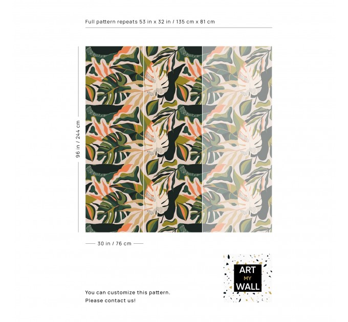 Tropical wallpaper vibrant exotic leaves