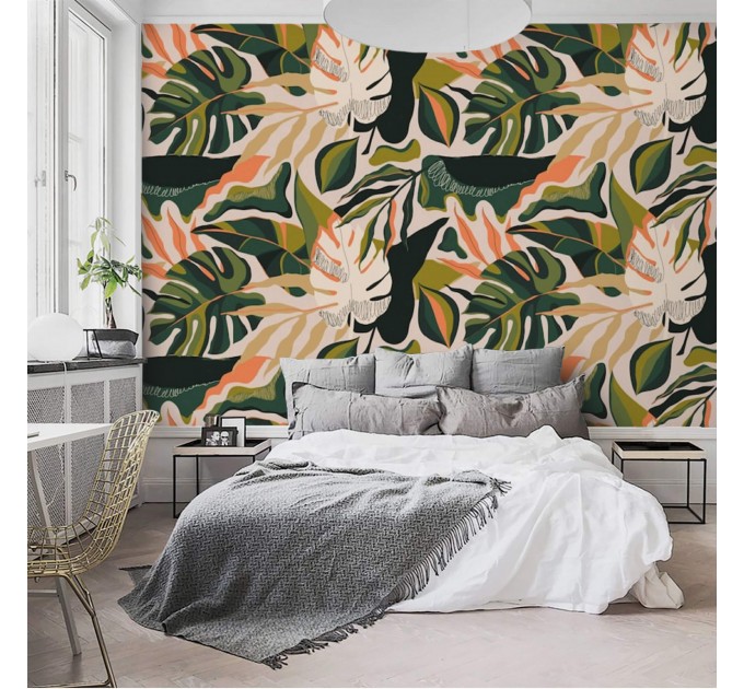 Tropical wallpaper vibrant exotic leaves