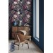 Dark floral wallpaper, accent tropical flowers wall covering