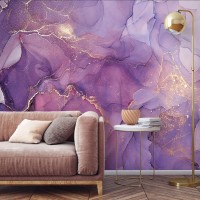 Luxury wallpaper purple gold non metallic abstract art wall