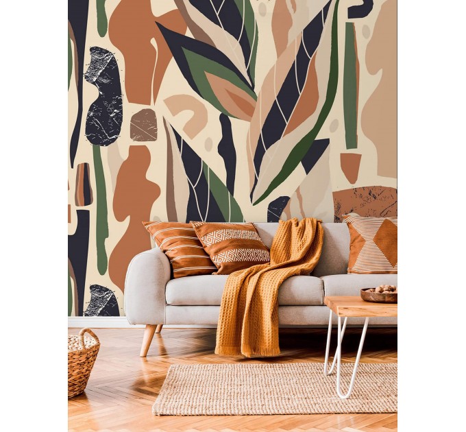 Abstract wallpaper abstract shapes Terracotta beige