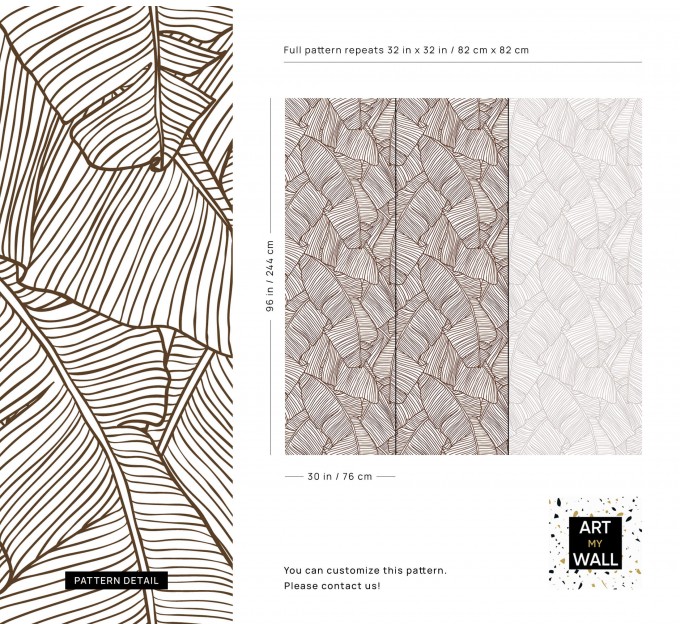 Wallpaper large banana leaves linear neutral foliage