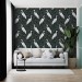 Dark botanical wallpaper with birds, herons pattern