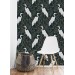 Dark botanical wallpaper with birds, herons pattern