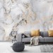 Abstract art wallpaper mural Marble stone white gold wall decor
