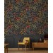Dark floral wallpaper leaves and herbs, accent wall covering