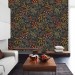 Dark floral wallpaper leaves and herbs, accent wall covering