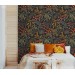 Dark floral wallpaper leaves and herbs, accent wall covering