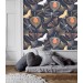 Dark botanical wallpaper Mystery garden with butterflies