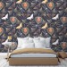 Dark botanical wallpaper Mystery garden with butterflies