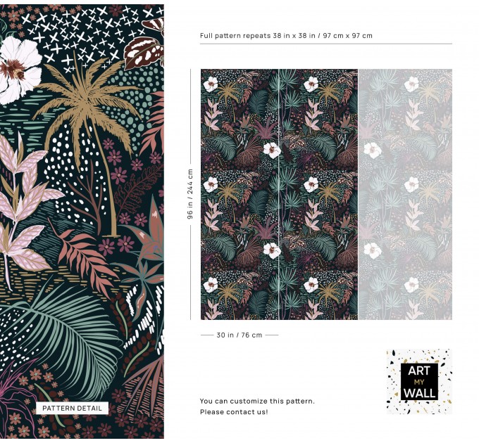 Dark tropical wallpaper exotic flowers and leaves
