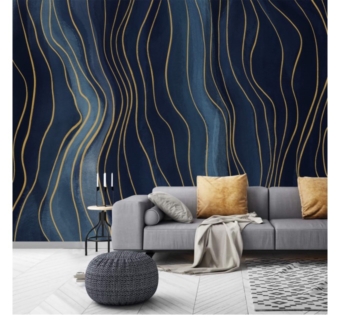 Abstract wallpaper mural Deep blue navy large art wall mural