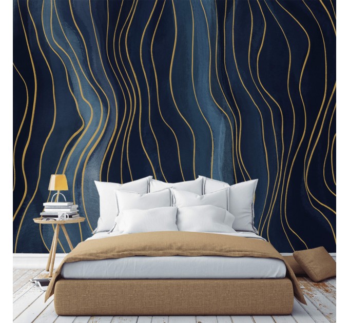 Abstract wallpaper mural Deep blue navy large art wall mural