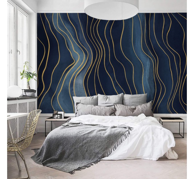 Abstract wallpaper mural Deep blue navy large art wall mural