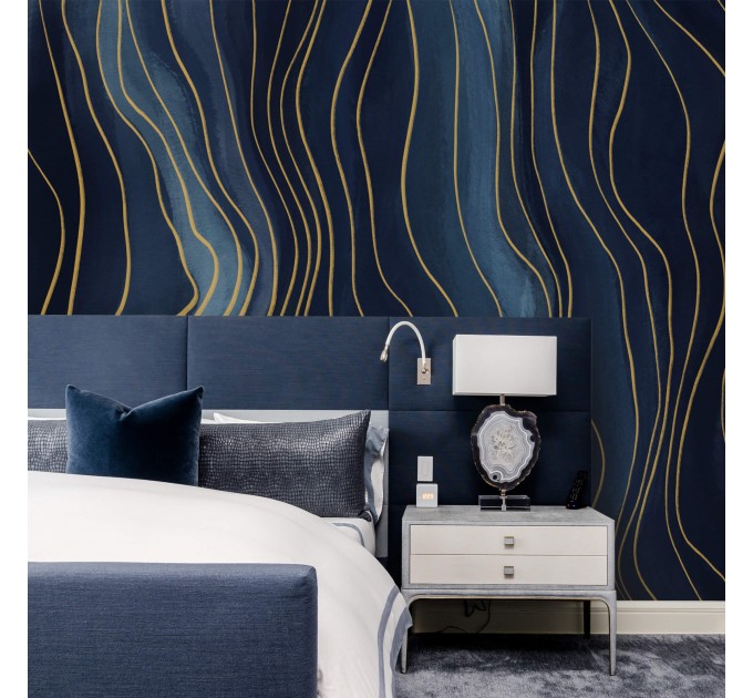 Abstract wallpaper mural Deep blue navy large art wall mural