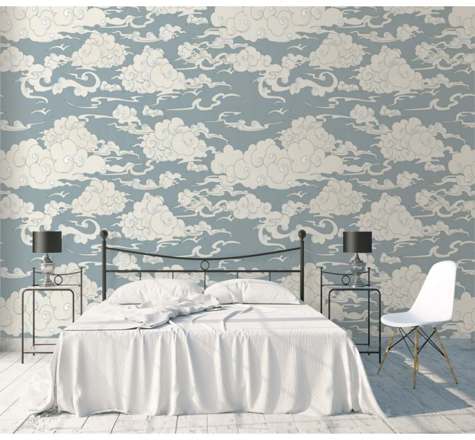 Wallpaper clouds Peel and stick vintage style accent wall covering