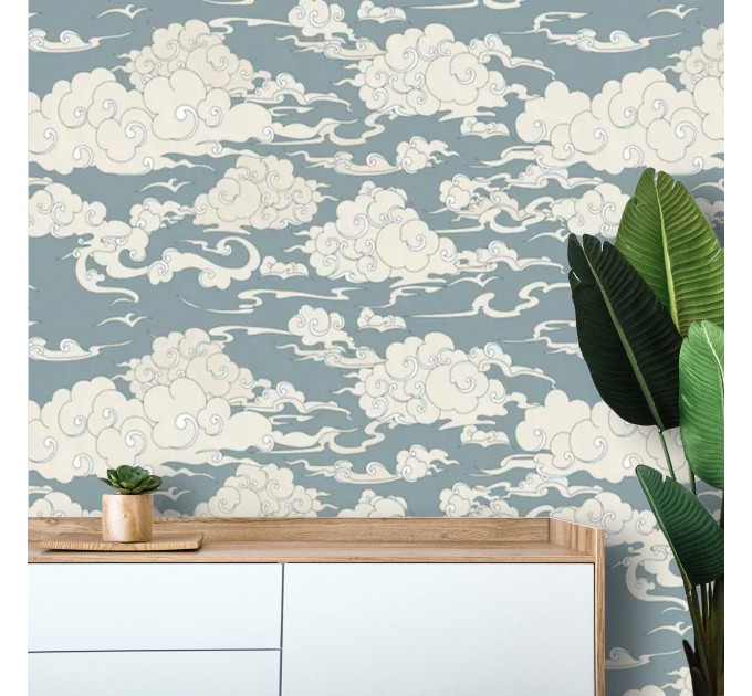 Wallpaper clouds Peel and stick vintage style accent wall covering