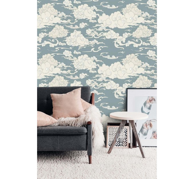 Wallpaper clouds Peel and stick vintage style accent wall covering