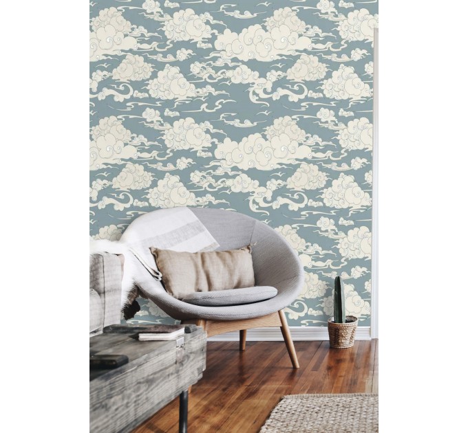 Wallpaper clouds Peel and stick vintage style accent wall covering