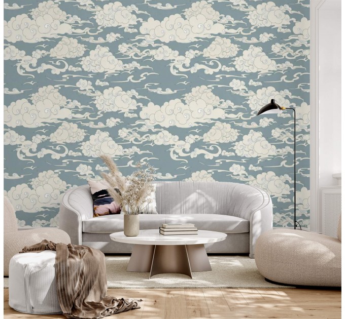 Wallpaper clouds Peel and stick vintage style accent wall covering