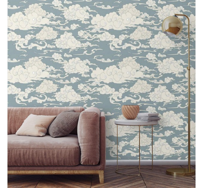 Wallpaper clouds Peel and stick vintage style accent wall covering