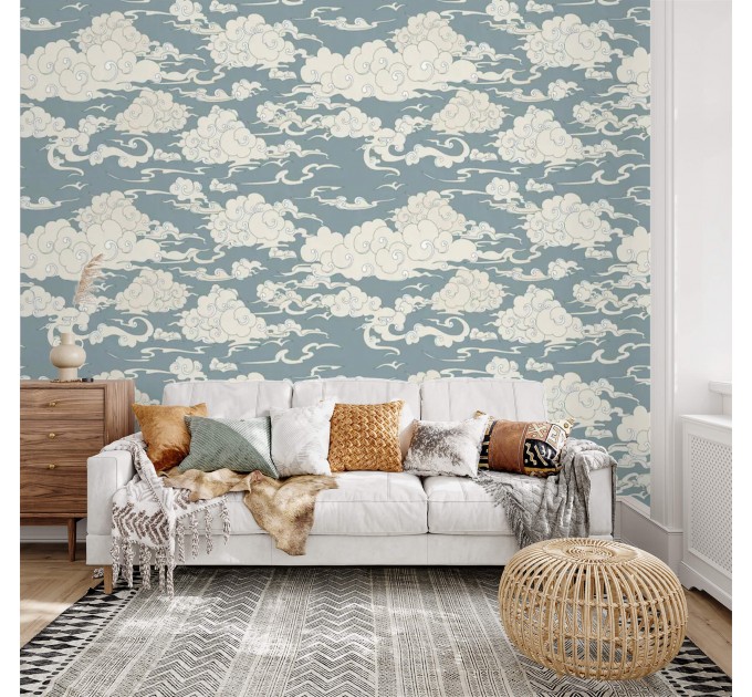 Wallpaper clouds Peel and stick vintage style accent wall covering