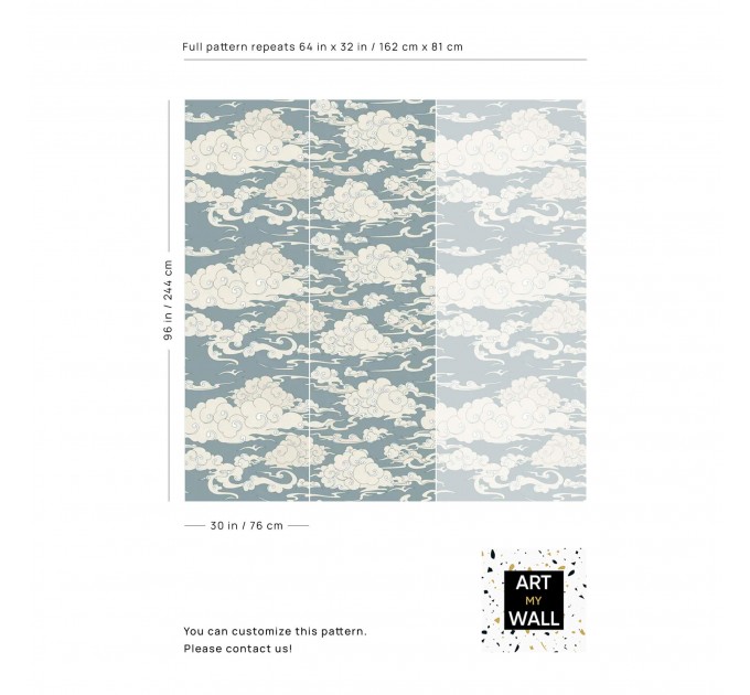 Wallpaper clouds Peel and stick vintage style accent wall covering