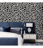 Abstract wallpaper black & white Modern accent wall covering
