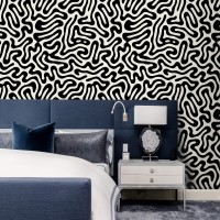 Abstract wallpaper black & white Modern accent wall covering