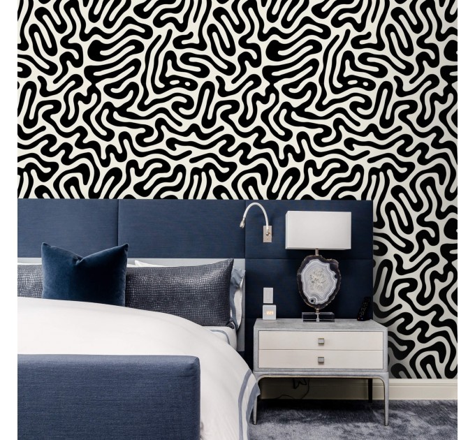 Abstract wallpaper black & white Modern accent wall covering
