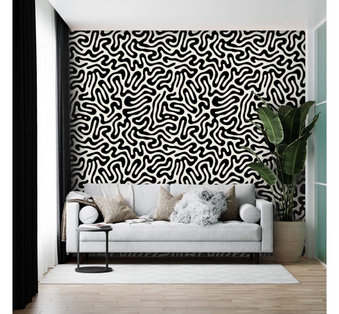 Abstract wallpaper black & white Modern accent wall covering