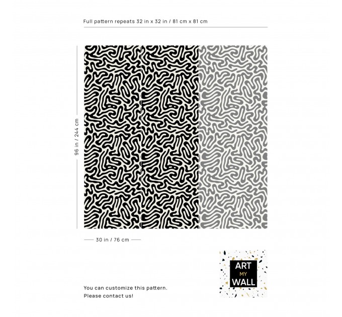 Abstract wallpaper black & white Modern accent wall covering