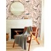 Botanical wallpaper birds pink Chinoiserie accent wallpaper