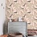 Botanical wallpaper birds pink Chinoiserie accent wallpaper