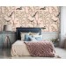 Botanical wallpaper birds pink Chinoiserie accent wallpaper