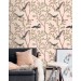 Botanical wallpaper birds pink Chinoiserie accent wallpaper