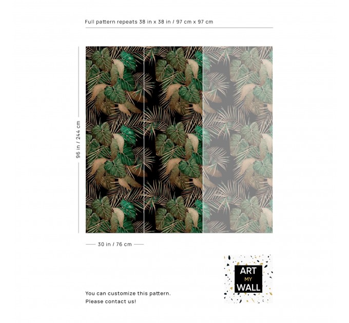 Tropical leaf wallpaper - Dark botanical wall covering
