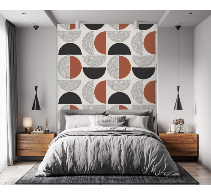 Modern geometric wallpaper, Mid century style