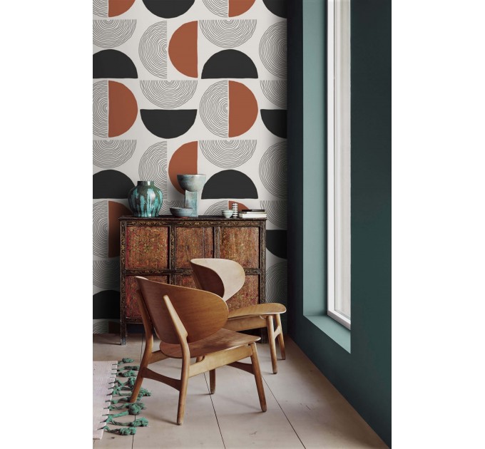 Modern geometric wallpaper, Mid century style