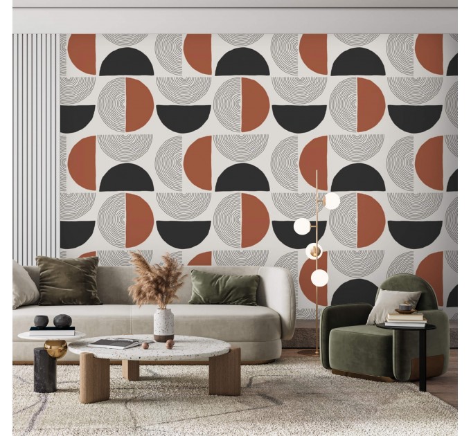 Modern geometric wallpaper, Mid century style