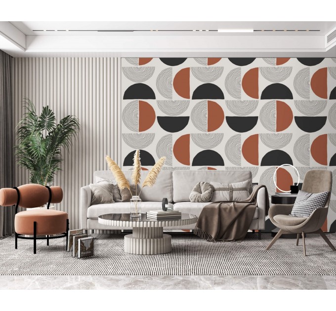 Modern geometric wallpaper, Mid century style