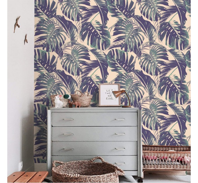 Tropical palm leaf wallpaper - Botanical jungle wall mural